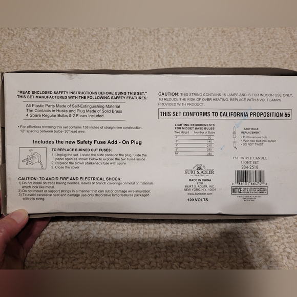 Kurt Adler 15 Light Set Holiday Christmas 3 Candle Cluster Clip On String Lights - Picture 8 of 11